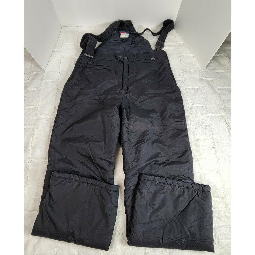 Vintage 80's Men's Size Medium Black Bear 2704 Black Ski Bib Overalls One Piece